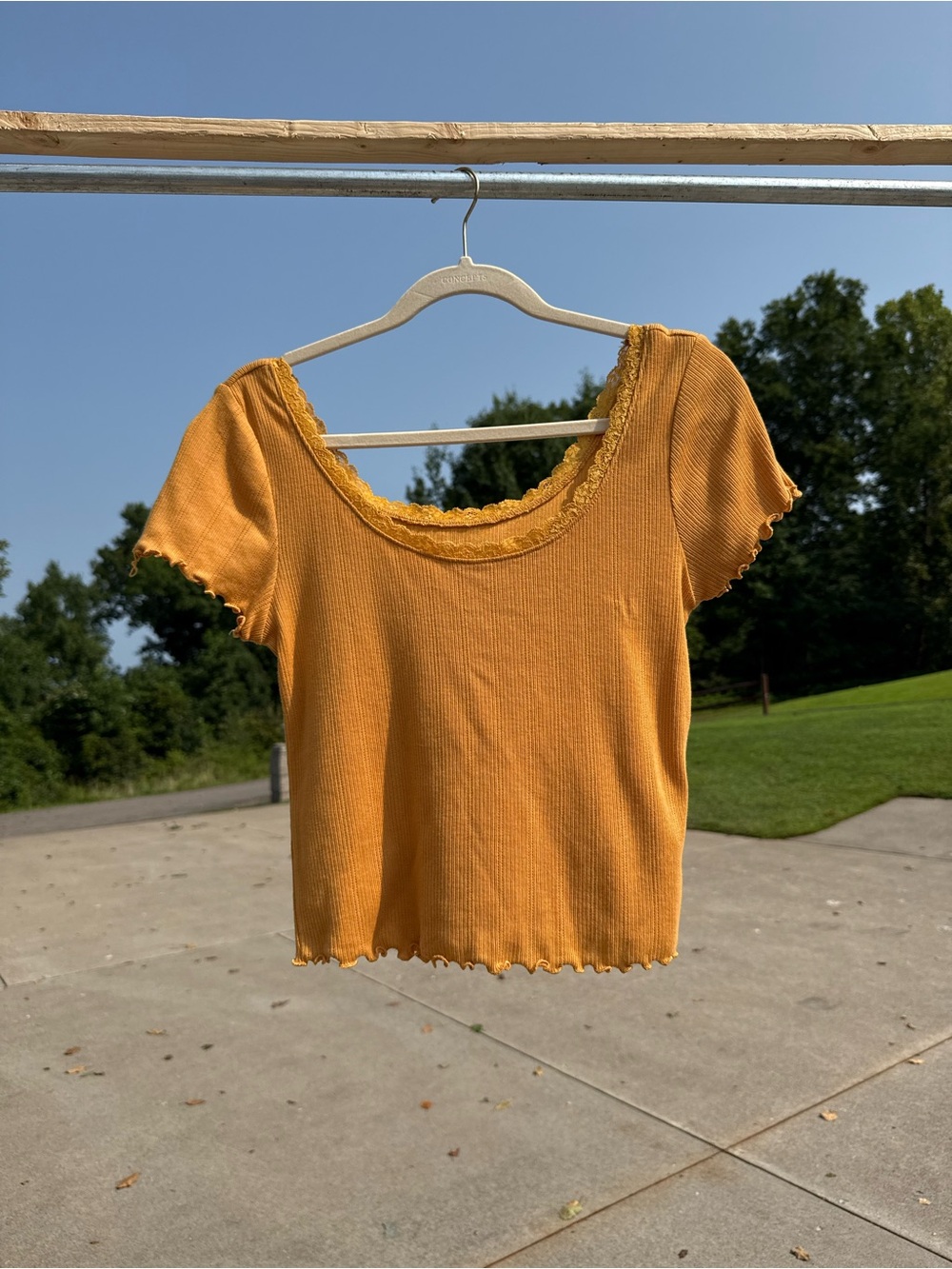 Ribbed Scoop Crop Top in Mustard Yellow